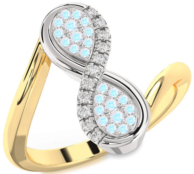 Diamond Moonstone Gold Silver Infinity Round Ring