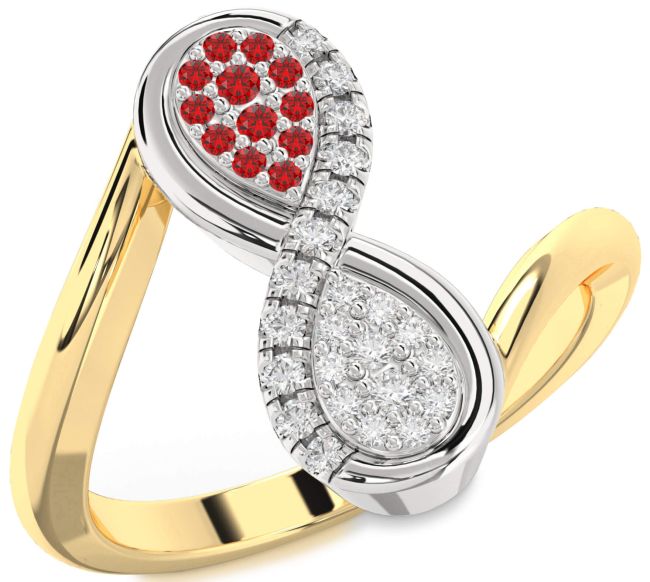 Diamond & Ruby Gold Silver Infinity Round Promise Ring