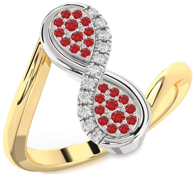 Diamond Ruby Gold Silver Infinity Round Ring
