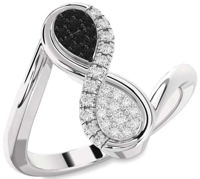 Black Diamond Silver Infinity Round Promise Ring