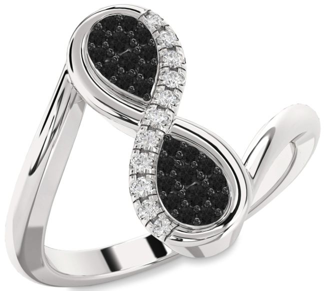 Black Diamond Platinum Infinity Round Ring
