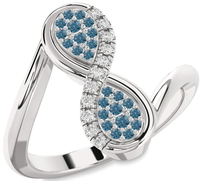 Blue Diamond Platinum Infinity Round Ring