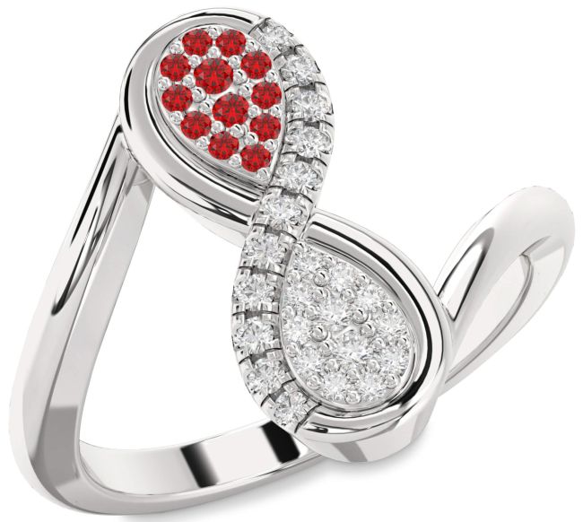 Diamond & Ruby Silver Infinity Round Promise Ring