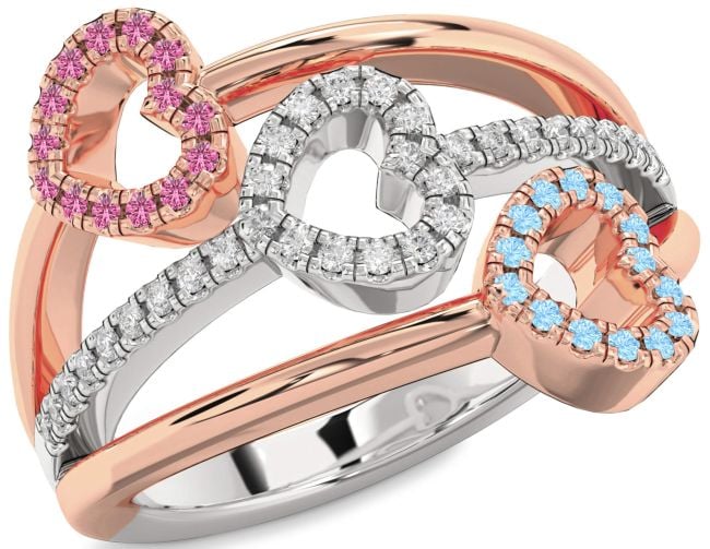 White Rose Gold Heart Promise Ring