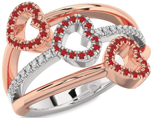 Diamond Ruby Platinum & Rose Gold Heart Ring