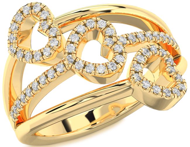 Lab Diamond Gold Silver Heart Ring