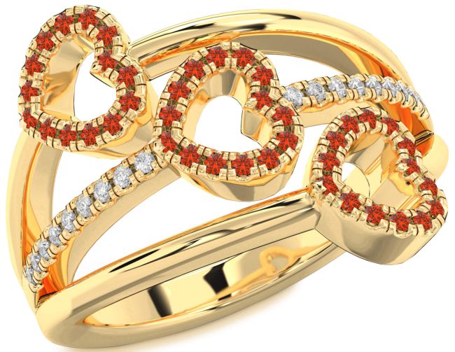 Diamond Fire Opal Gold Heart Ring