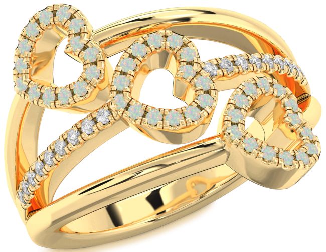 Diamond Opal Gold Heart Ring