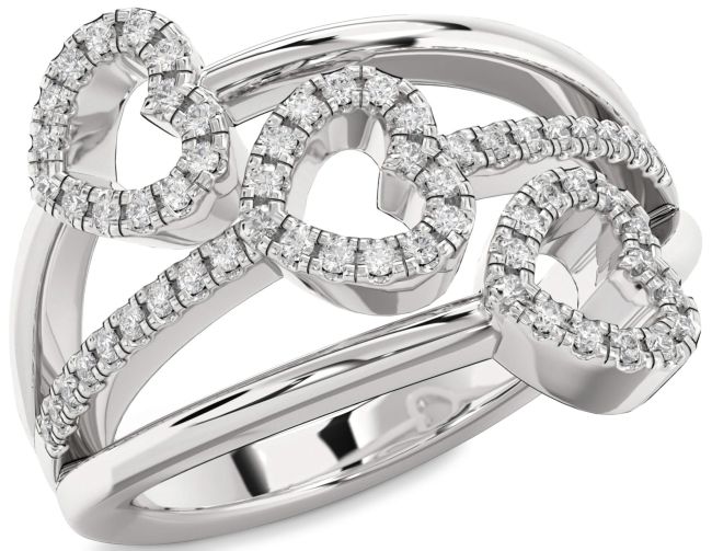 Diamond Silver Heart Ring