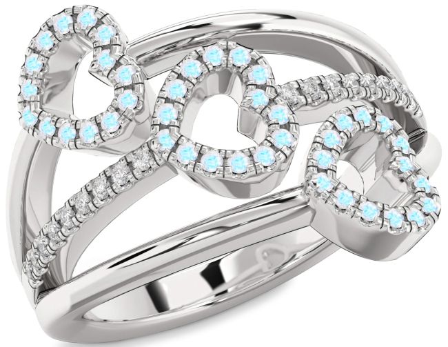 Diamond Moonstone Silver Heart Ring