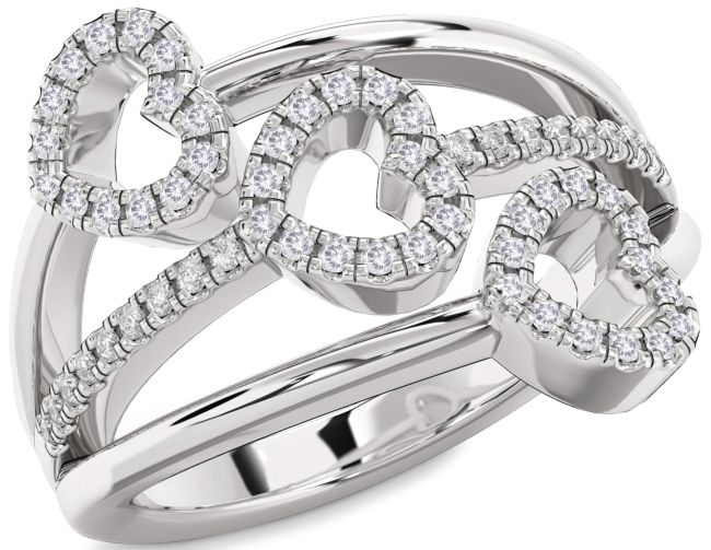 Salt & Pepper Diamond Platinum Heart Ring