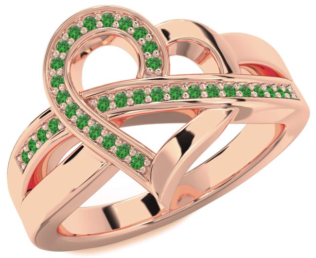 Emerald Rose Gold Heart Ring