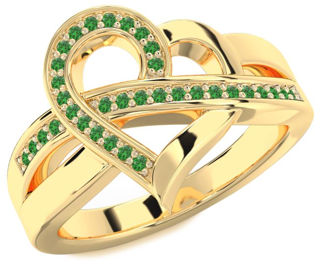Emerald Gold Heart Ring