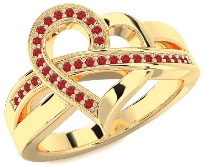 Ruby Gold Heart Ring