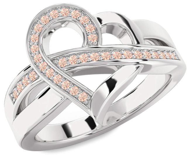 Morganite Platinum Heart Ring