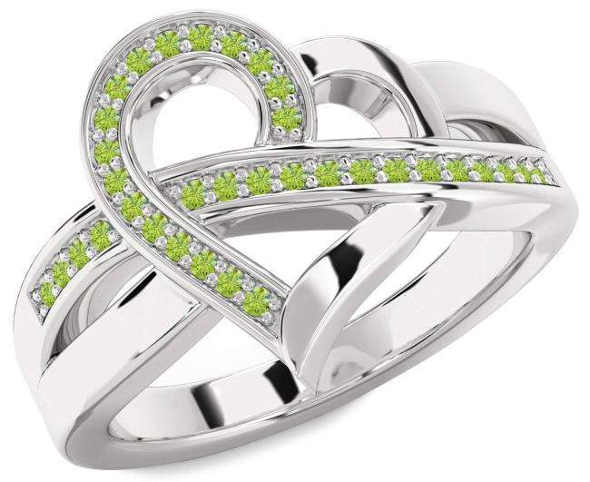 Peridot Platinum Heart Ring