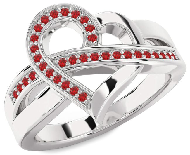 Ruby Platinum Heart Ring