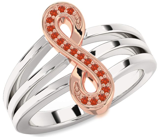 Fire Opal Platinum & Rose Gold Infinity Ring