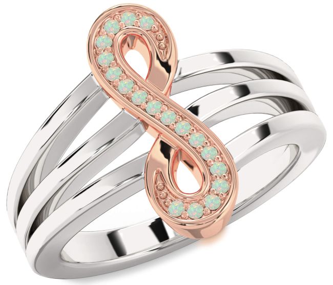 Opal Platinum & Rose Gold Infinity Ring