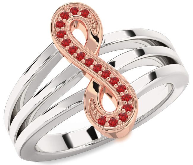 Ruby White Rose Gold Infinity Ring