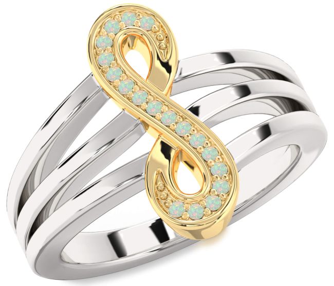 Opal Platinum & Yellow Gold Infinity Ring
