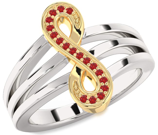 Ruby Gold Silver Infinity Ring
