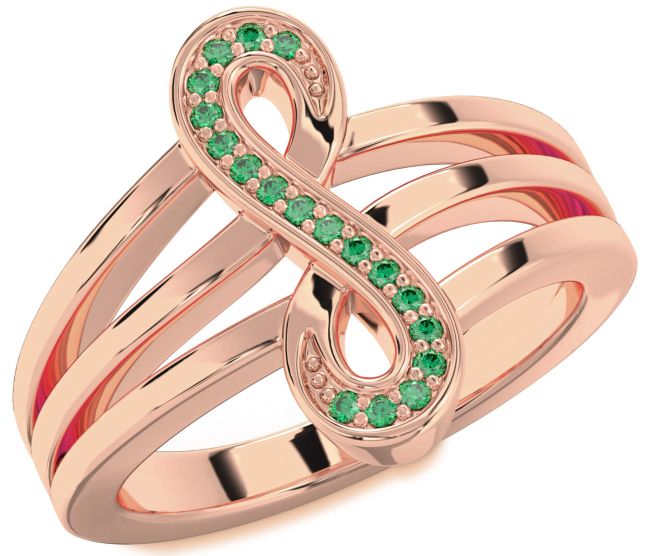 Emerald Rose Gold Infinity Ring