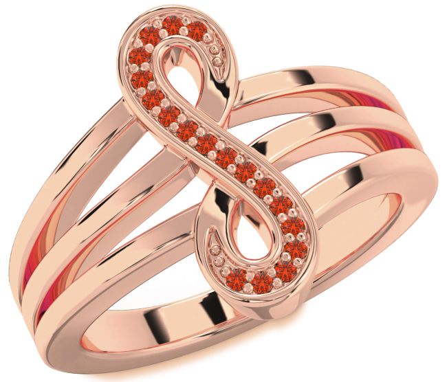 Fire Opal Rose Gold Silver Infinity Ring