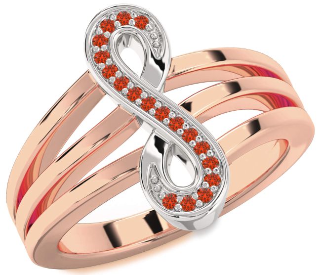 Fire Opal Platinum & Rose Gold Infinity Ring