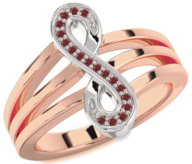 Garnet Rose Gold Silver Infinity Ring