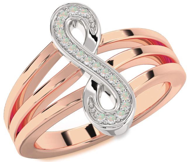 Opal Rose Gold Silver Infinity Ring