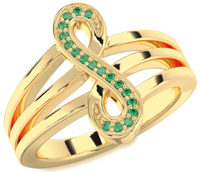 Emerald Gold Silver Infinity Ring
