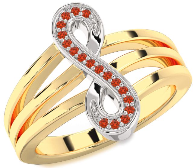 Fire Opal Gold Silver Infinity Ring