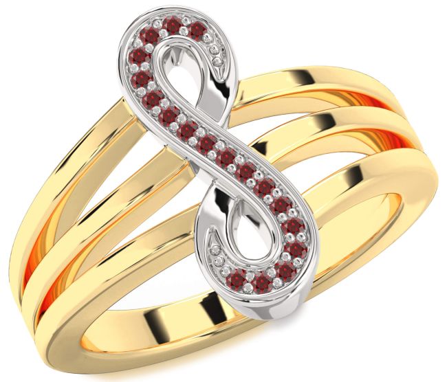 Garnet Gold Silver Infinity Ring