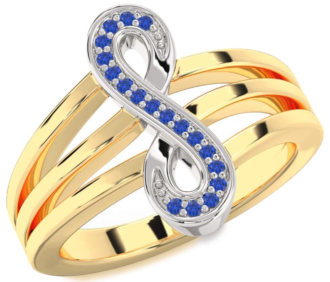 Blue Sapphire Gold Silver Infinity Ring