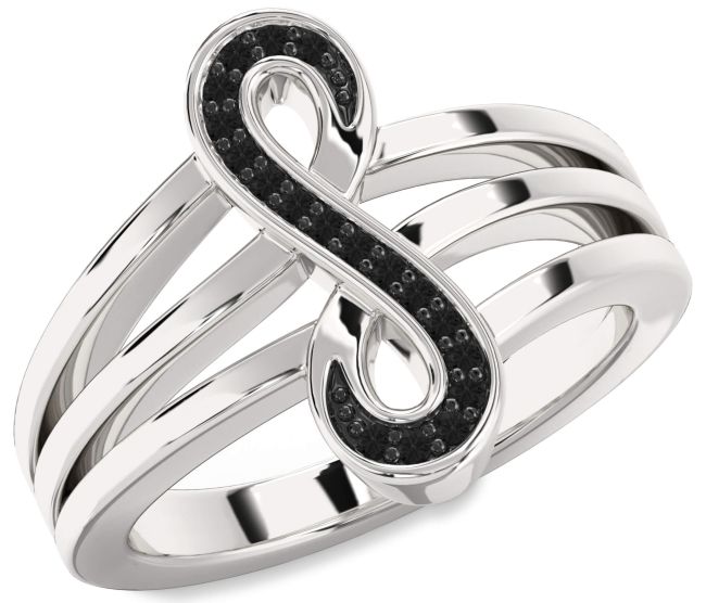 Black Diamond Platinum Infinity Ring