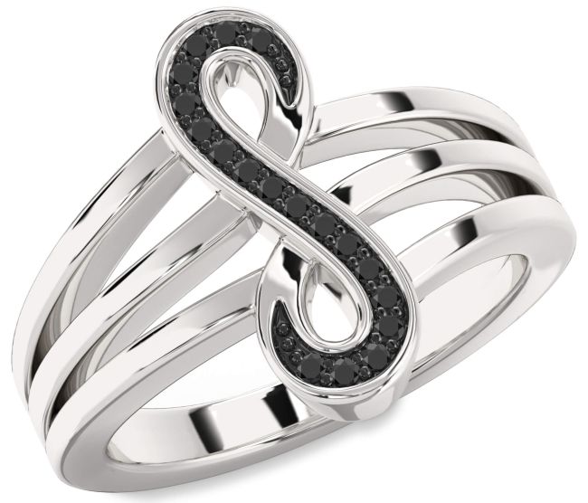 Black Onyx Platinum Infinity Ring