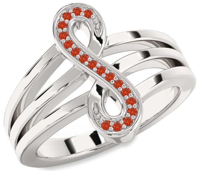 Fire Opal Platinum Infinity Ring