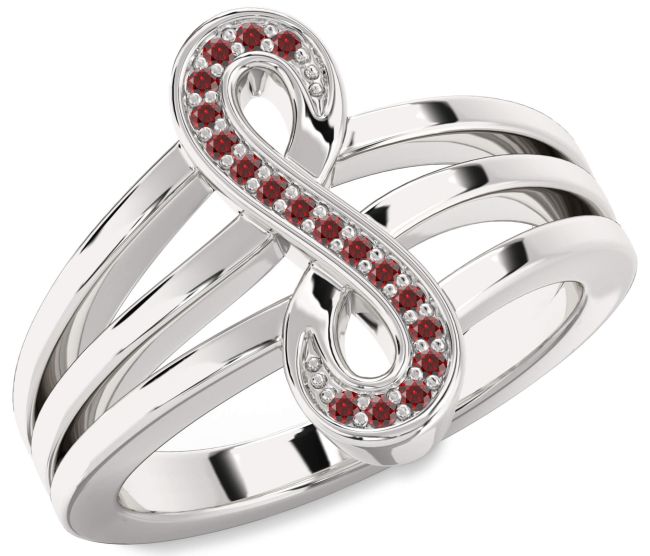 Garnet Platinum Infinity Ring