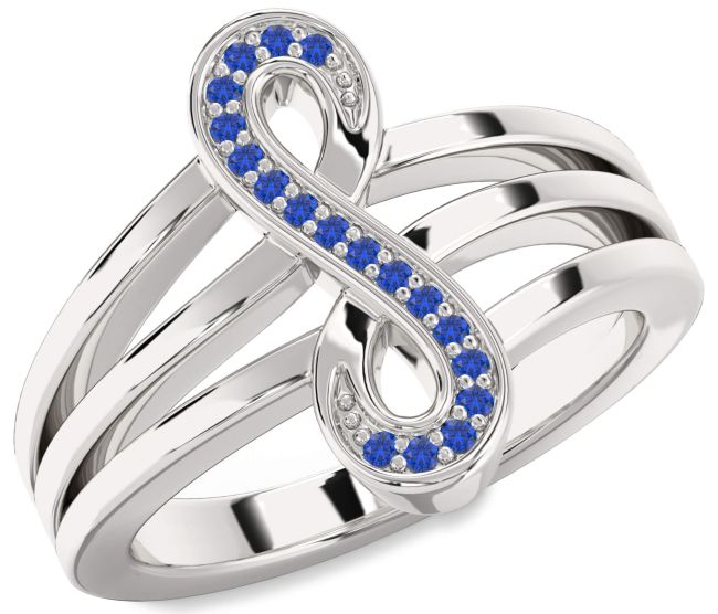 Blue Sapphire Silver Infinity Ring