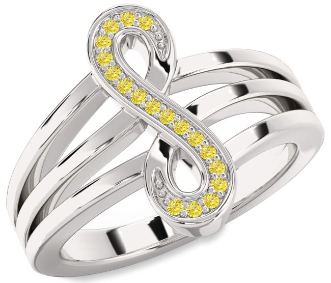 Yellow Diamond Platinum Infinity Ring