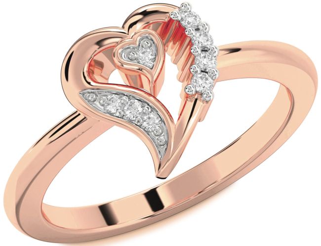 Diamond Rose Gold Heart Ring