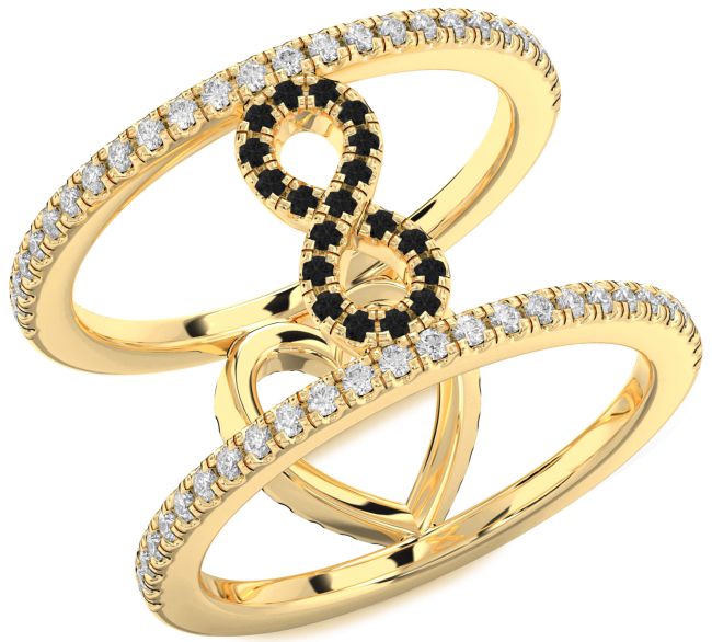 Black Diamond Gold Heart Infinity Ring