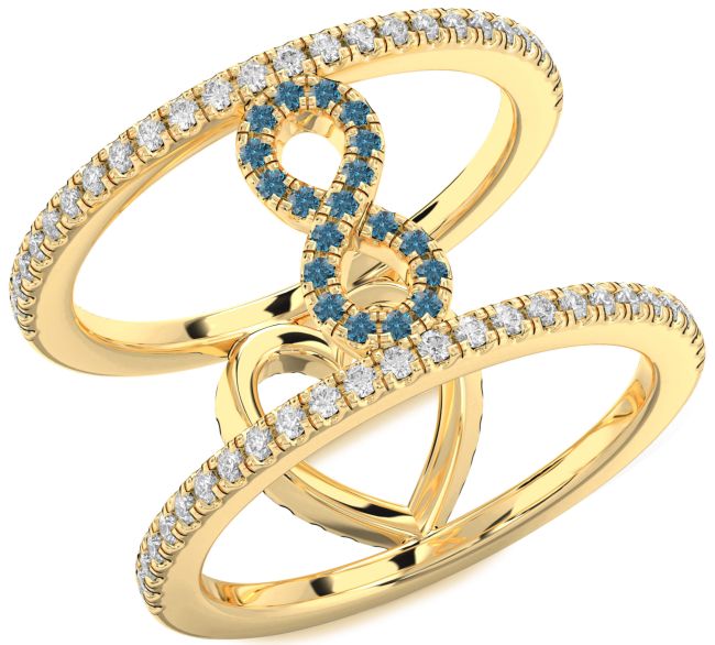 Blue Diamond Gold Heart Infinity Ring