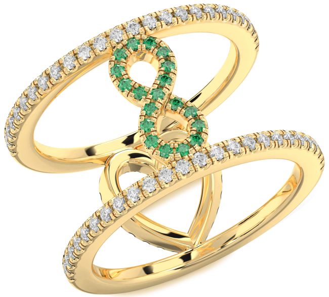 Diamond Emerald Gold Heart Infinity Ring