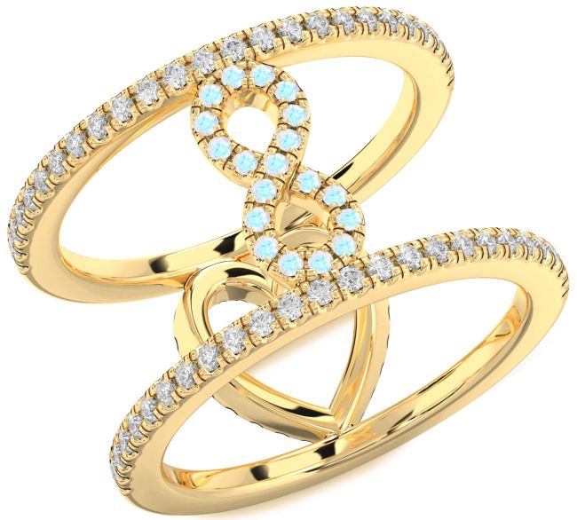Diamond Moonstone Gold Heart Infinity Ring