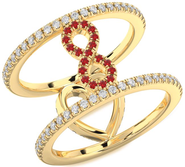 Diamond Ruby Gold Heart Infinity Ring