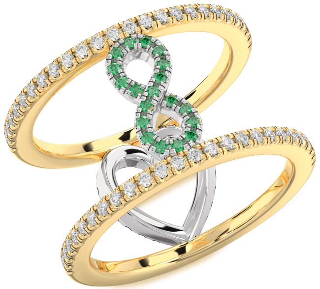 Diamond Emerald Gold Silver Heart Infinity Ring