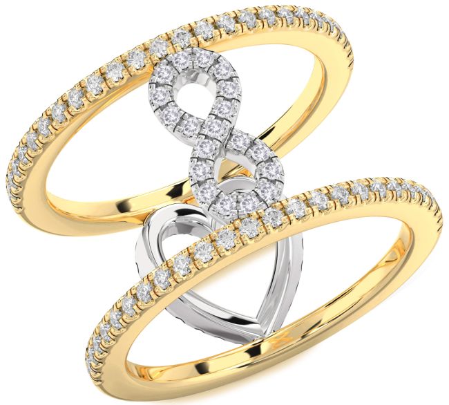 Salt & Pepper Diamond Gold Silver Heart Infinity Ring