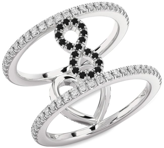 Black Diamond Platinum Heart Infinity Ring